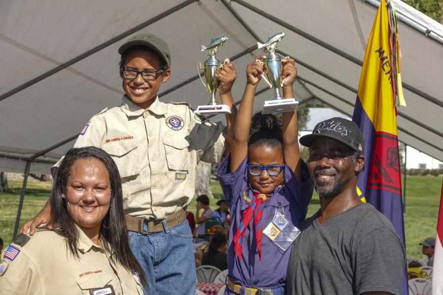 Tyrie Tyrie Milazzo, 11, and his sister Ka'Marionah, 7, took the Boy Scouts and Cub Scouts trophies while earning their fishing merit badges.Milazzo, 11, and his sister Ka'Marionah, 7, took the Boy Scout and Cub Scout trophies while earning their fishing merit badges.