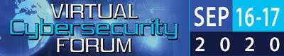 Cybersecurity logo with blue color background, and digital looking theme with globe and the dates