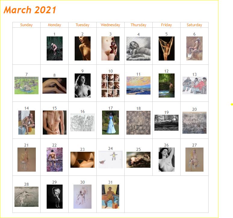 Art of the day calendar, March 2021