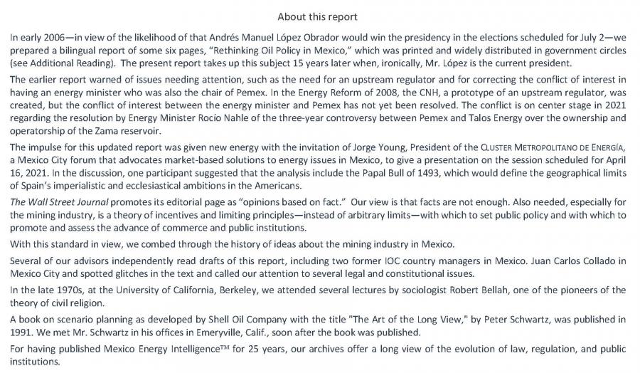 Explains the need for a counternarrative for the history and law of Mexico´s oil industry.