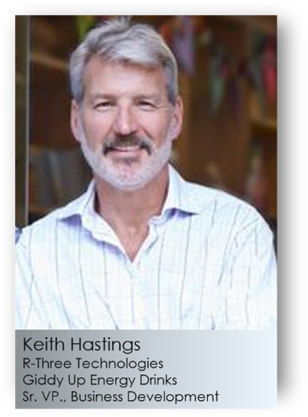 Keith Hastings has signed on to the R-3 Technologies (OTC under symbol RRRT), Giddy Up Energy Food & Beverage Products advisory board, as Senior Vice President of Business Development - banking and innovation initiatives