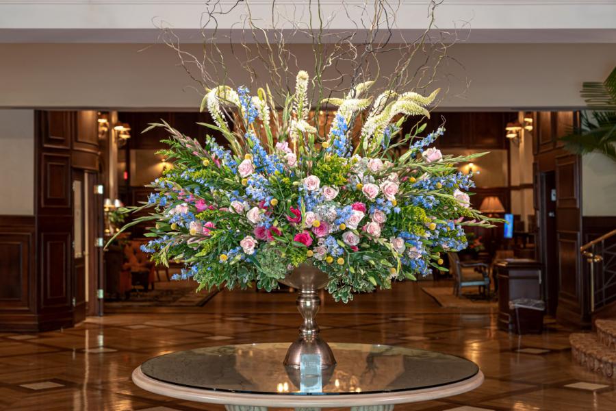 large hotel floral display