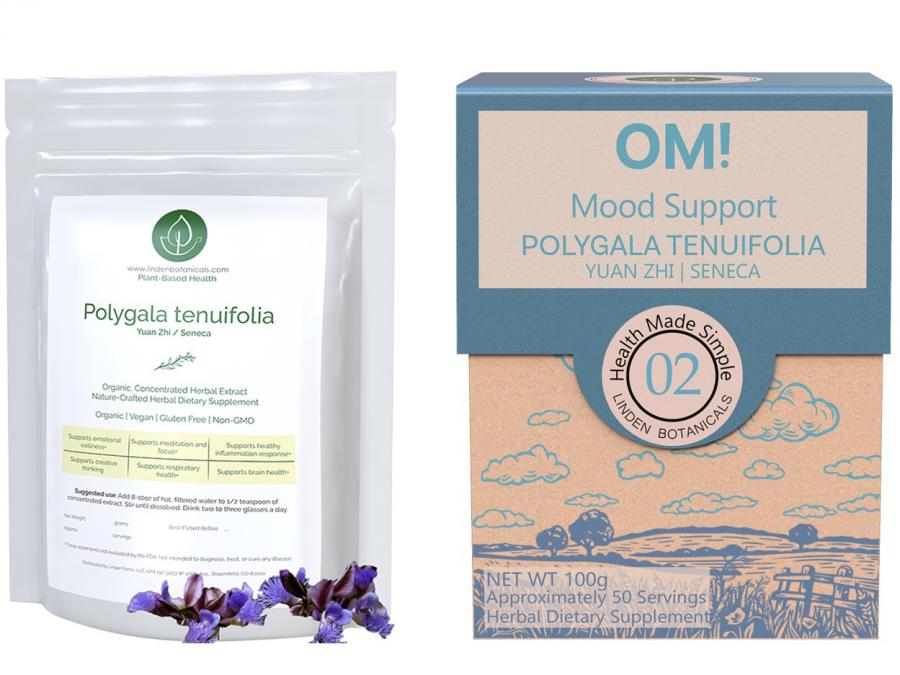 Polygala tenuifolia and OM! Mood Support sold by Linden Botanicals