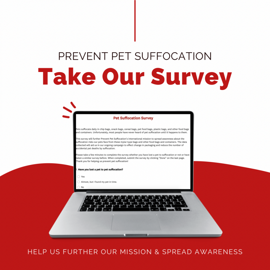 Image of a laptop with a Survey for Prevent Pet Suffocation on it