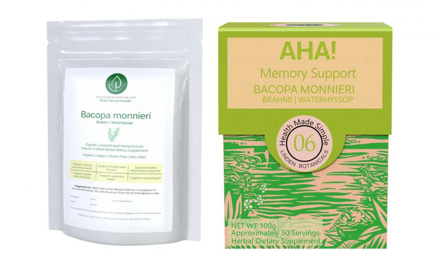 Bacopa monnieri bulk extract and Bacopa AHA Memory Support from Linden Botanicals