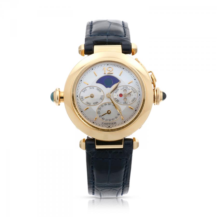 Cartier Pasha minute repeater watch (Ref. W30012), 18 kt gold movement with 26 jewels, designed by Gerald Genta (CA$64,900).