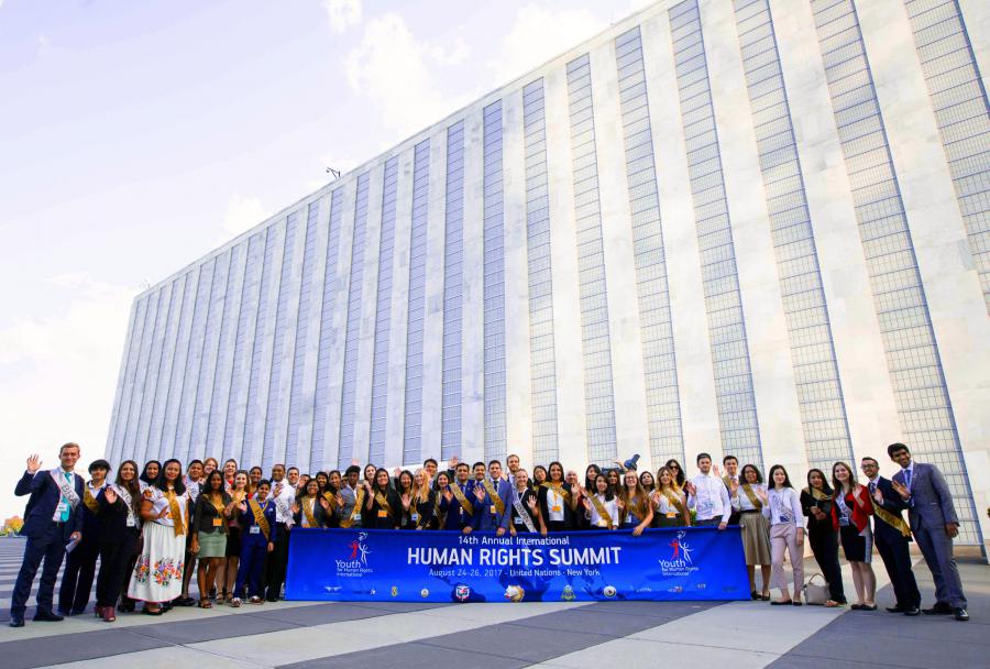 Youth delegates to the 14th annual Human Rights Summit organized by Youth for Human Rights International at the United Nations in New York