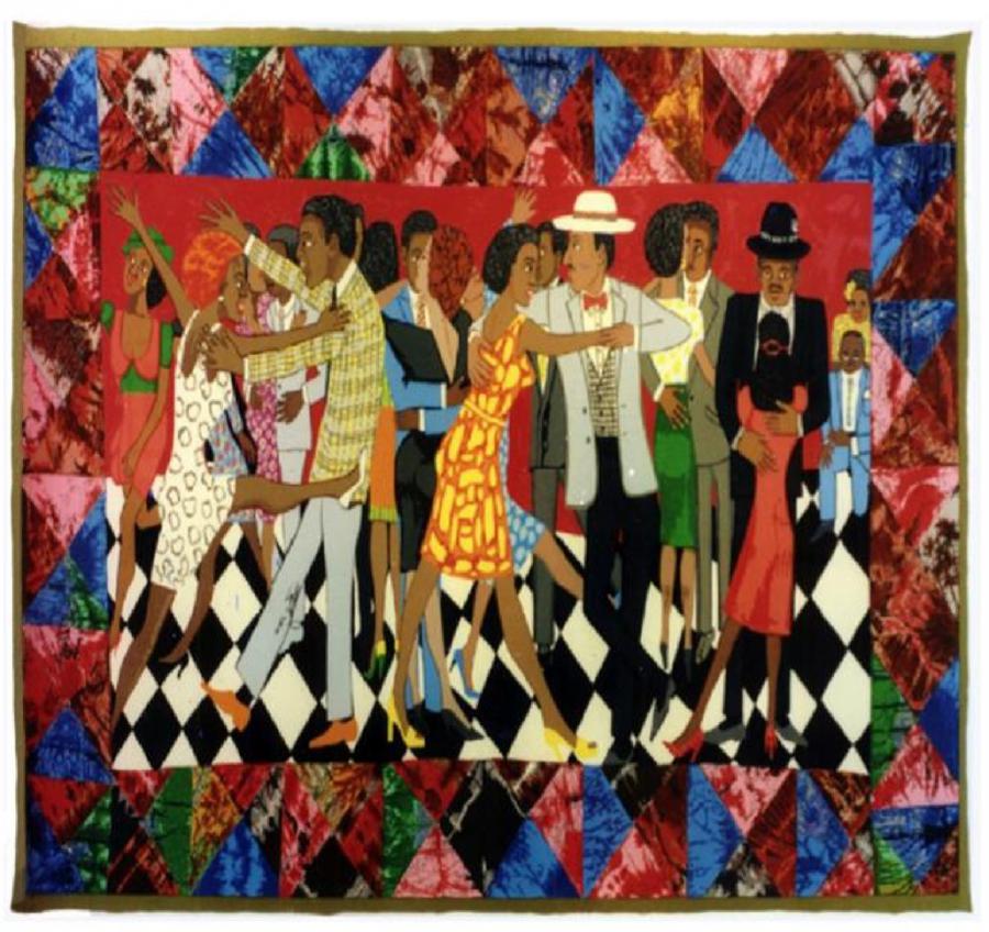 Artwork by Faith Ringgold shows people dancing