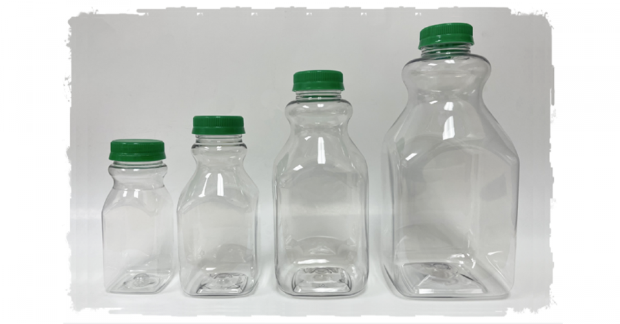 product line of pet juice beverage bottles