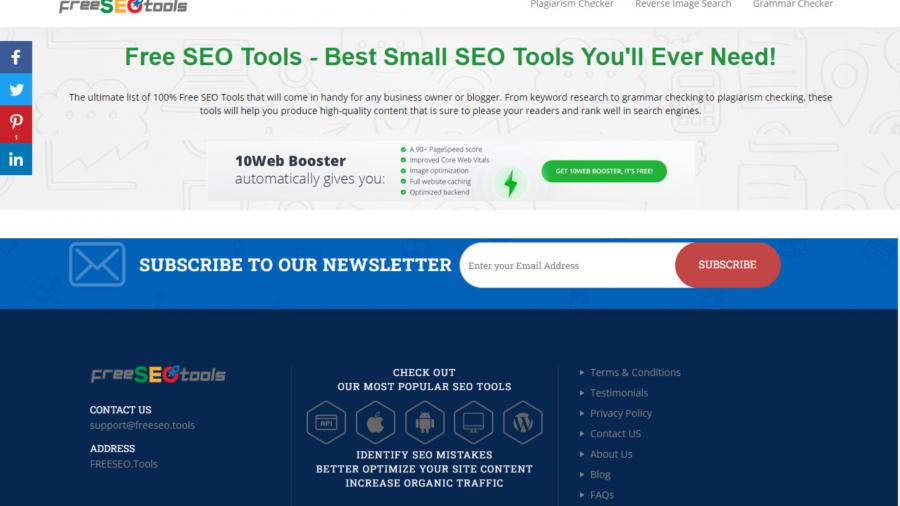 Free SEO Tools Offering Over 150 SEO Tools to Help Webmasters
