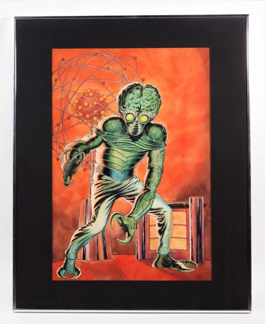 Dave Cockrum’s circa 1974 original ink and watercolor box art for Aurora Plastics and the Metaluna Mutant model, from the 1955 film This Island Earth (est. $7,000-$10,000).