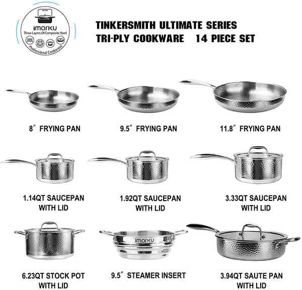 14-piece stainless steel cookware set