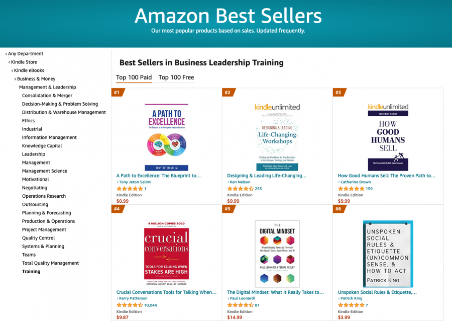 A Path to Excellence’, hit the Amazon #1 Bestseller list in 3 categories: Business Leadership Training, Leadership Training and Organizational Behavior