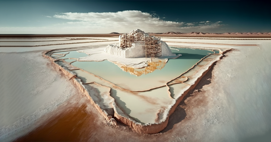 Ai Image of a lithium mine operation