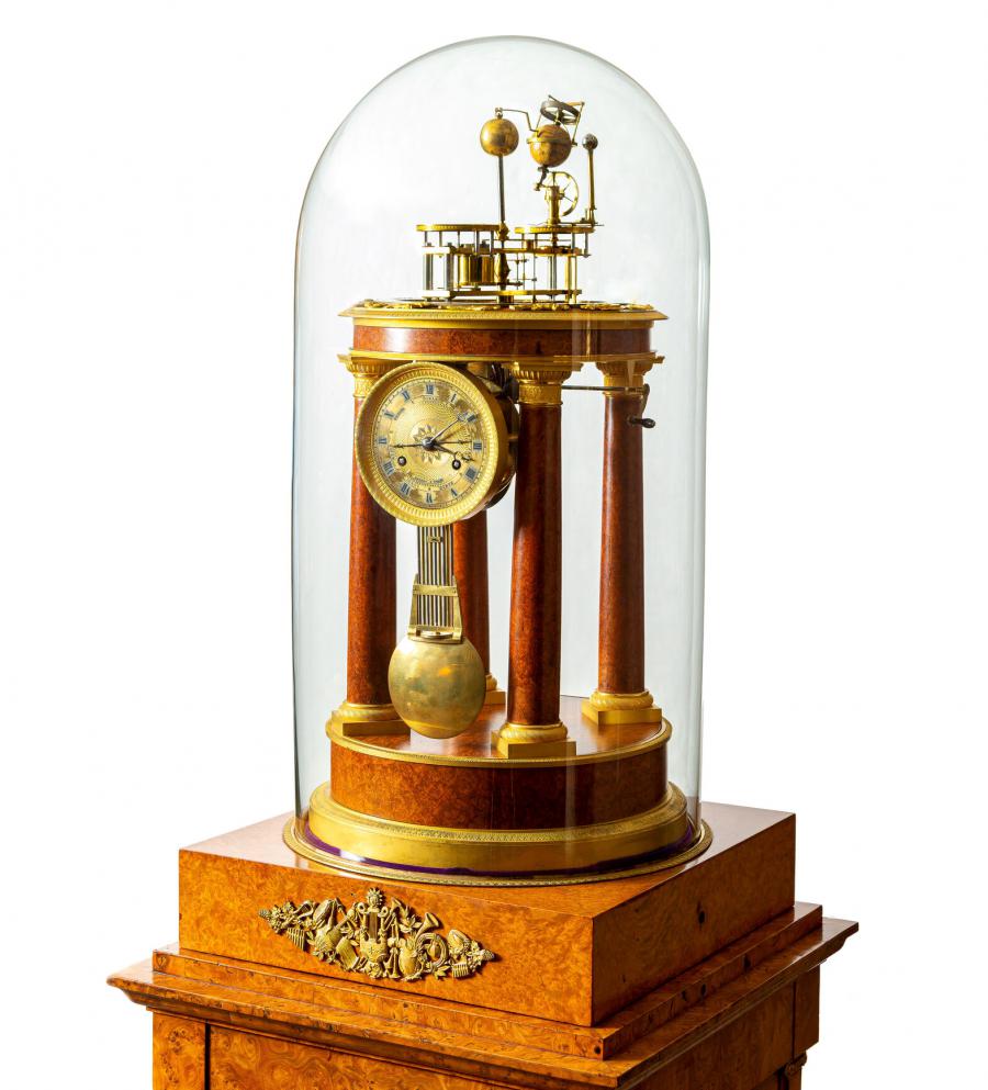 Fine and rare Empire Amboyna orrery and music box by Zacharie-Nicholas-Ame-Joseph Raingo (1775 - 1847) – est. $150,000-$250,000.