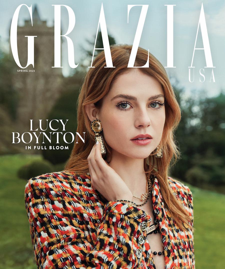 LUCY BOYNTON IN FULL BLOOM ON THE COVER OF GRAZIA USA’S SPRING ISSUE