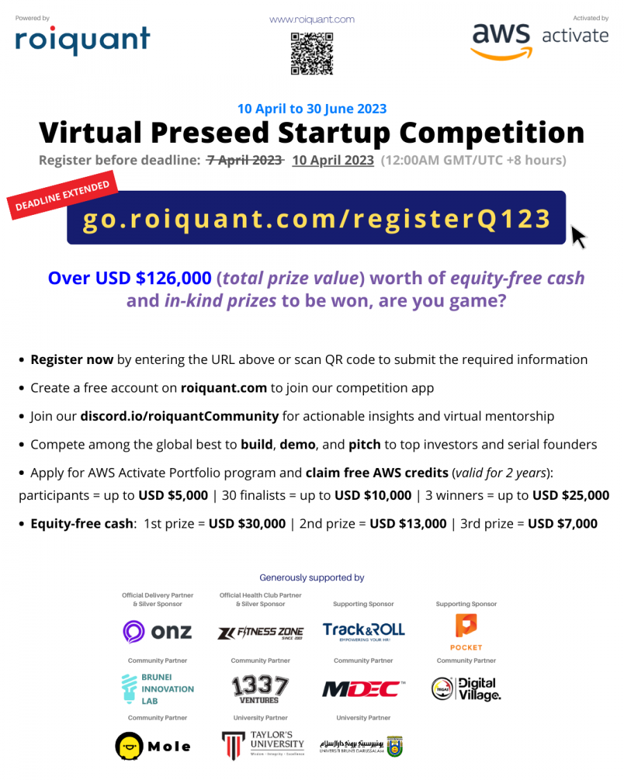 Register for roiquant's 2023 preseed startup competition