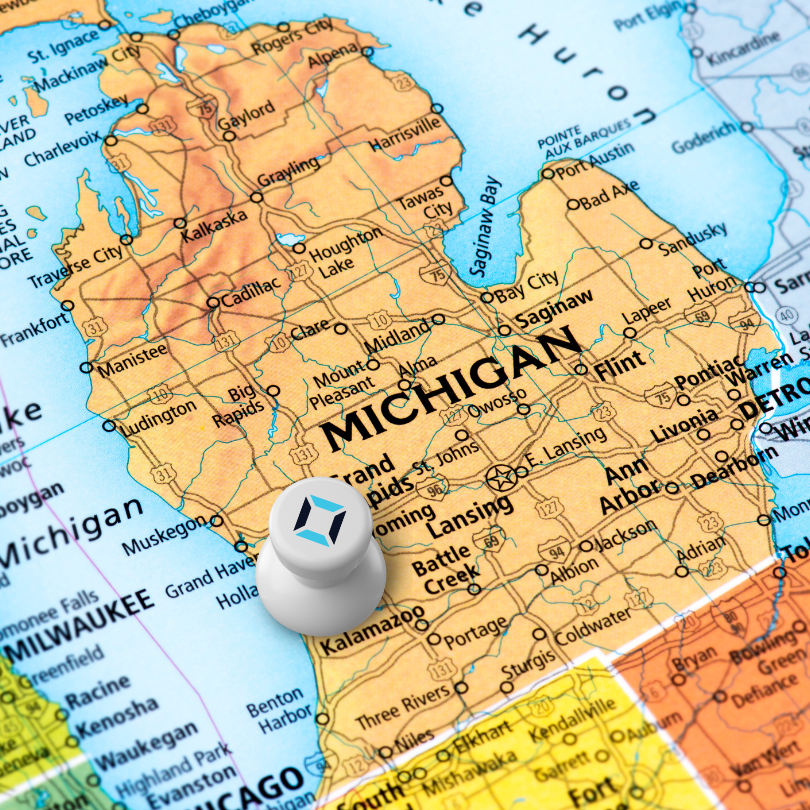 Map of Michigan with Inovis Energy Pin Near Saugatuck