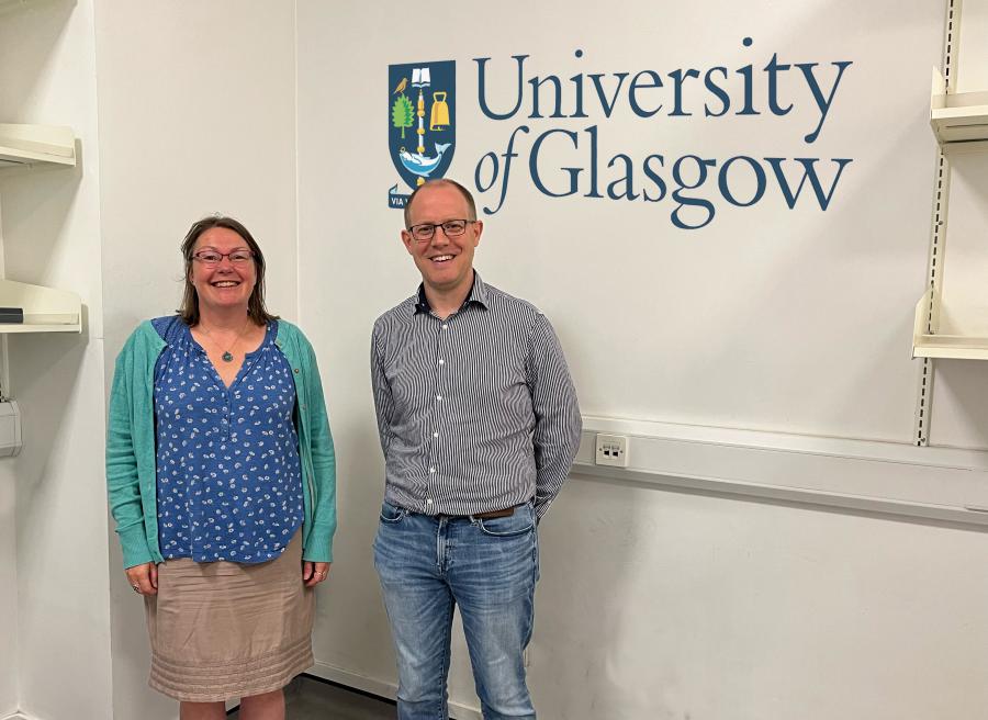 Prof. Ross Forgan and Dr. Claire Wilson who won funding to acquire a Rigaku XtaLAB Synergy-ED electron diffractometer.