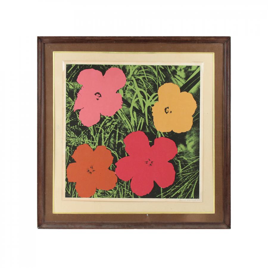 Andy Warhol (American, 1928-1987), offset lithograph titled Flowers, signed and dated lower right corner "Andy Warhol '64".