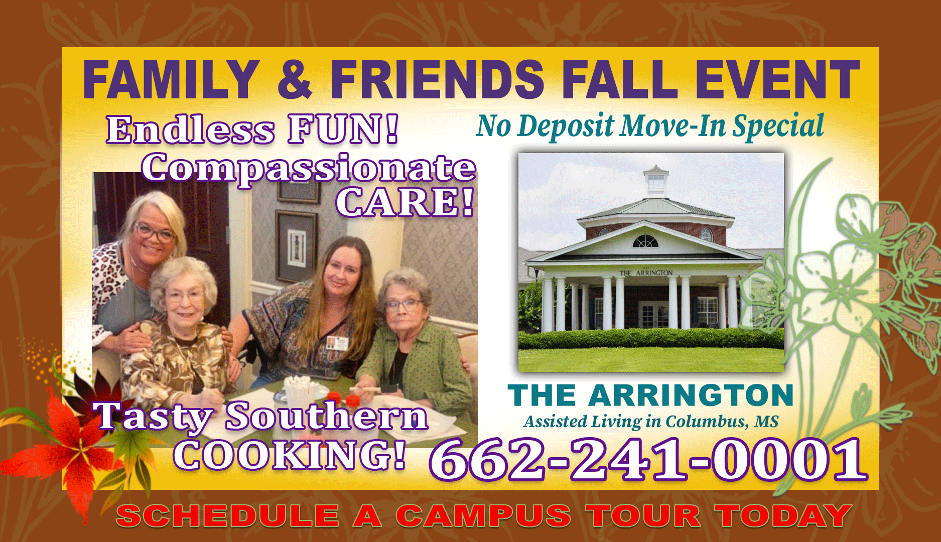Friends and Families of The Arrington Assisted Living Residents are Encouraged to Visit and Take a Tour to Experience the Endless Fun, Safety, Security, and Compassionate Care Provided to Its Residents Since 1998