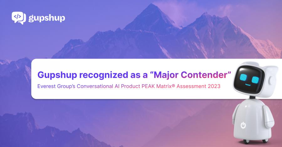 Gupshup is "Major Contender" in Everest Group's Conversational AI Peak Matrix