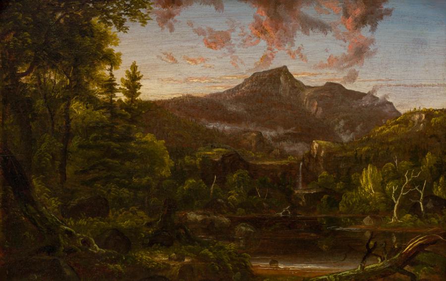 This rare painting by Thomas Cole, titled “Mount Chocorua, White Mountains,” from circa 1827, is estimated at $100,000-$150,000.