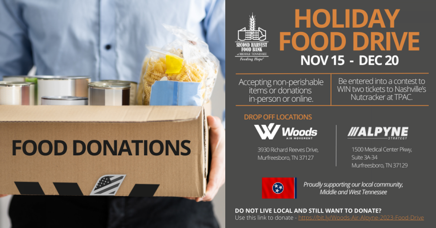 Woods Air Movement and Alpyne Strategy Host Food Drive to Combat Hunger in Middle Tennessee