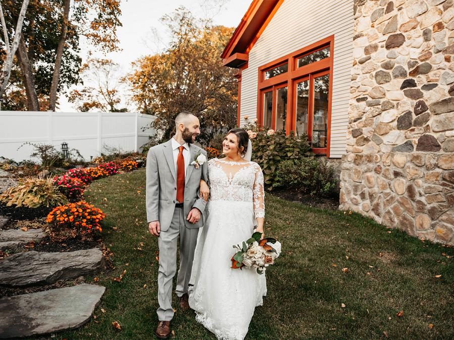 Couple outside at Barker House in Scituate, Massachusetts