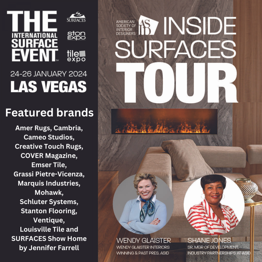 ASID Inside SURFACES Tour announces the 13 brands as featured stops at