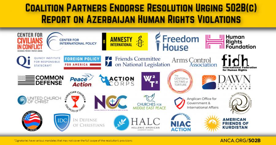 A coalition of over 25 civil society organizations have joined the ANCA in calling for passage of the Markey-Cassidy 502B(c) resolution on Azerbaijan