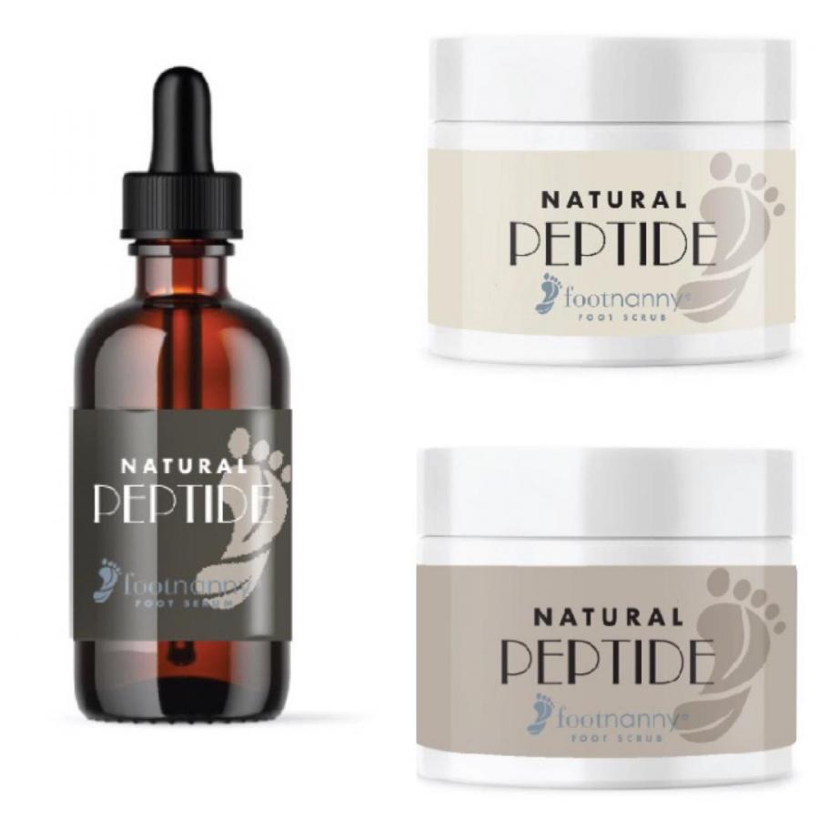Footnanny's new Peptide line features meticulously crafted blends of Jojoba Oil, Lavender Essential Oil, Lemongrass Essential Oil, Vitamin E, Rice Protein Oil, and Pomegranate Seed Oil.  The line is available online and at the Rodeo Collection in Beverly Hills.