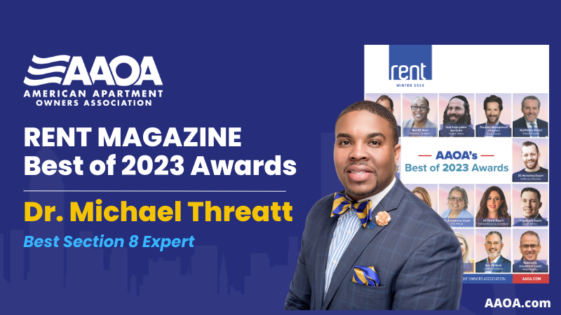 Dr. Michael C. Threatt Wins the 2023 Section 8 Housing Expert for AAOA and Recognized as a 2023 Top Agent by Best Agents