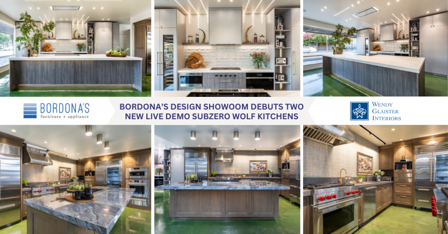 Bordona’s design showoom debuts two new live demo SubZero Wolf kitchens in Oakdale, California.