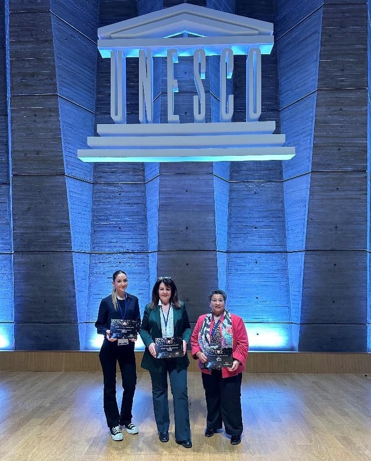 Recipients of the UNESCO IFIP Global Inclusion Awards, Lydia Pinirou, Dr.Peggy Pelonis, Chris Perakis