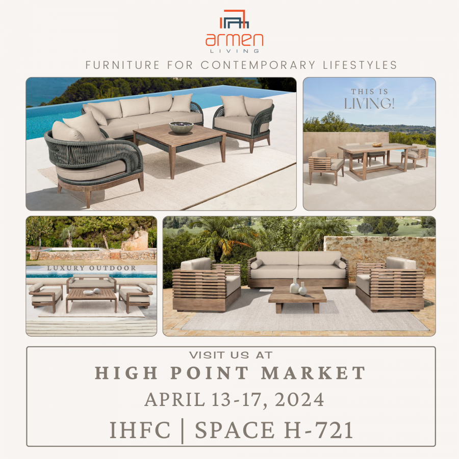 Armen Living is inviting market buyers to discover 300 + new exciting innovations at upcoming High Point Market (April 13-17, 2024) in their 4,000-square-foot High Point showroom located in the IHFC Space H-721.