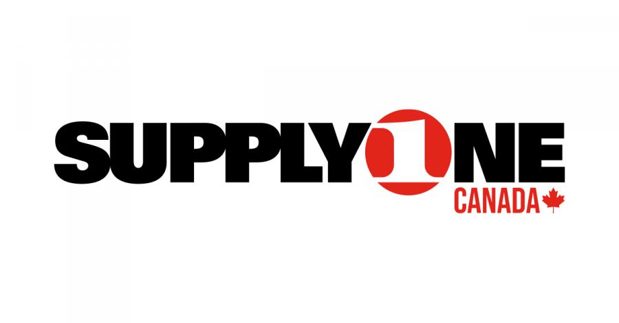 The black and red SupplyOne Canada logo sitting on a white background.