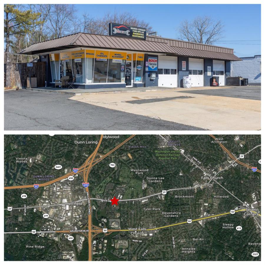 Well maintained & recently remodeled commercial 3 bay building on .57± acre corner lot in Fairfax County, VA with 29,000 average daily traffic count. The building measures 2,188± sf., and features 3 bays (10'x10' doors), office area, rear supply room & 2 restrooms.