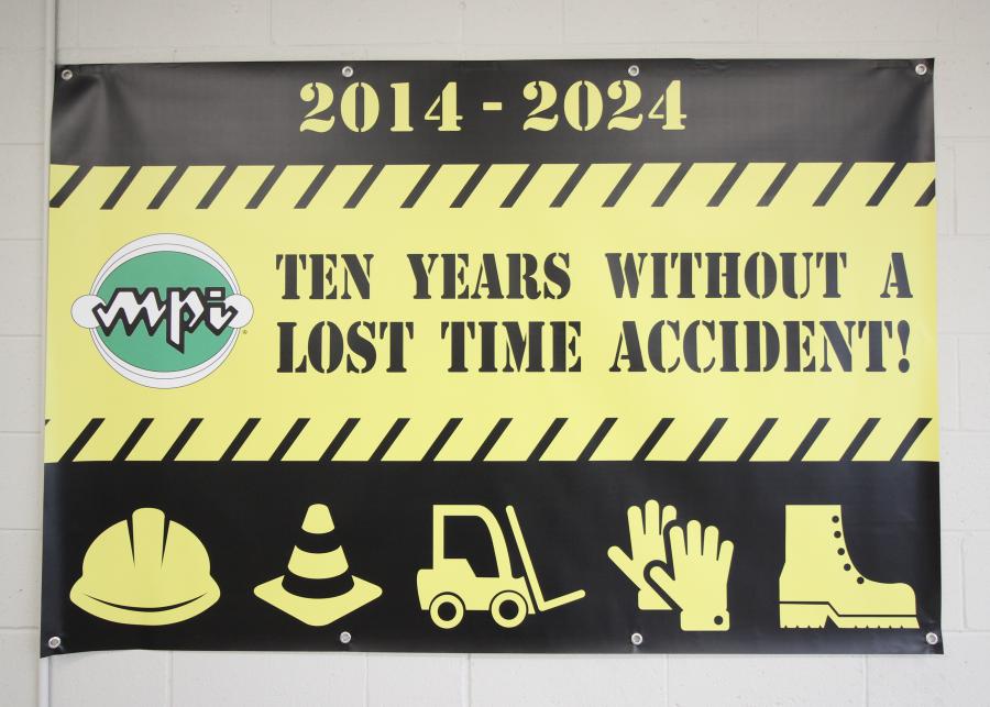 Image of banner showing Ten Years Without a Lost Time Accident
