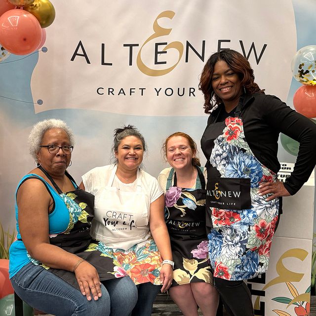 Crafters try out the new Artsy Aprons at the Go Wild conference in Texas.