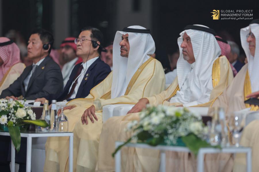 His Excellency the Minister of Transport, Vice Minister at the Ministry of Transport, Eng.  Badr Abdullah Al-Dulami &  the President of the Project Management Institute - KSA Chapter and the Global Project Management Forum, Eng. Badr Burshaid, during open