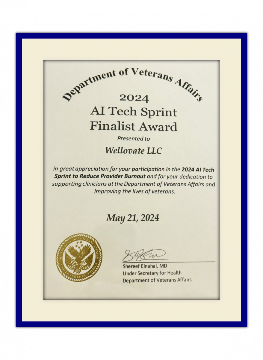 VA Awards Wellovate as Finalist in AI Tech Sprint Competition