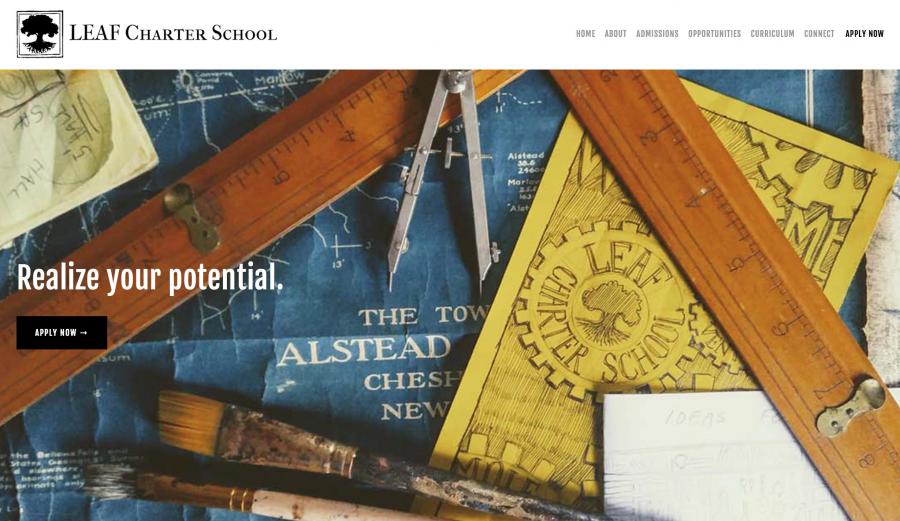Home page of LEAF Charter School website designed on Squarespace by Menadena