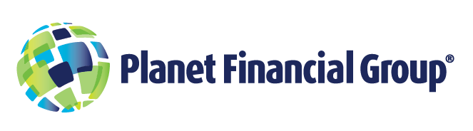 Planet Financial Group logo with green and blue stylized globe