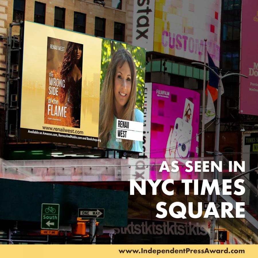 "The Wrong Side of the Flame" showcased in NYC's Times Square this month.
