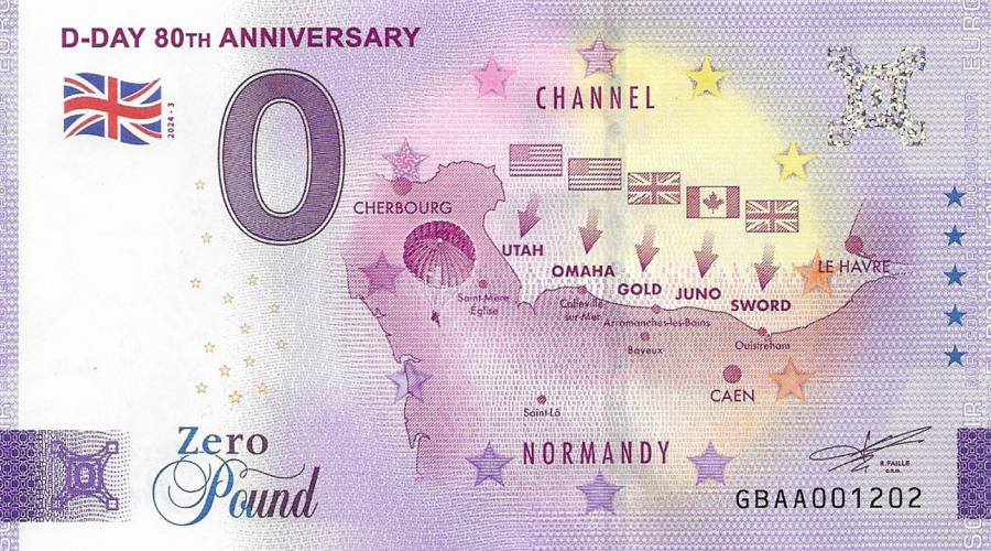 D-Day 80th Anniversary 0 Pound Banknote