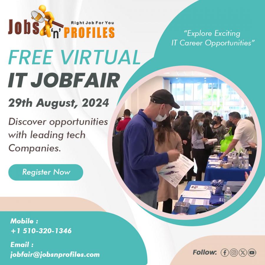 JobsnProfiles is hosting a virtual IT job fair on August 29th, connecting IT talent with employers across the US