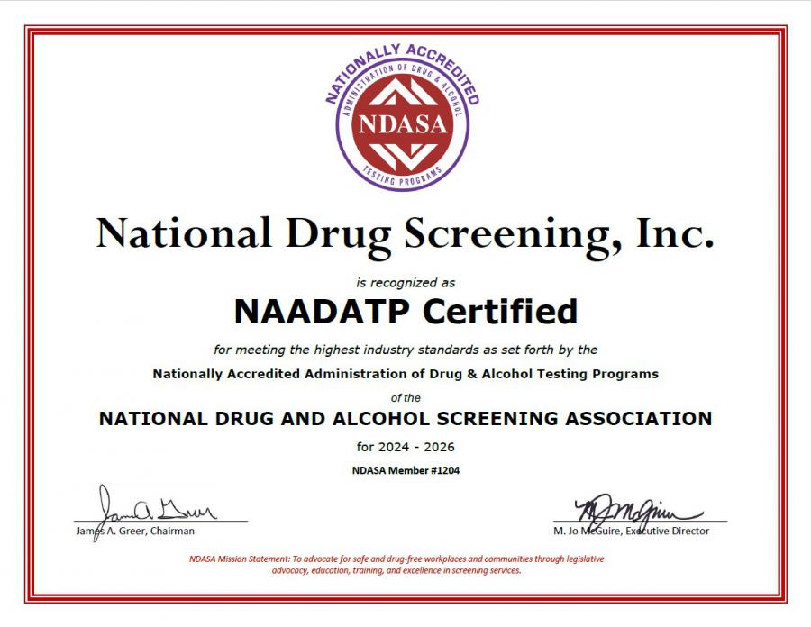 NAADATP Certificate 2024 Recognizing NDS