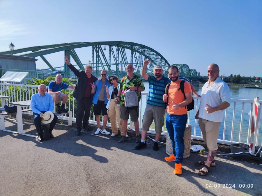 Group photo of our journalists just after departing to a local market in Slovakia.