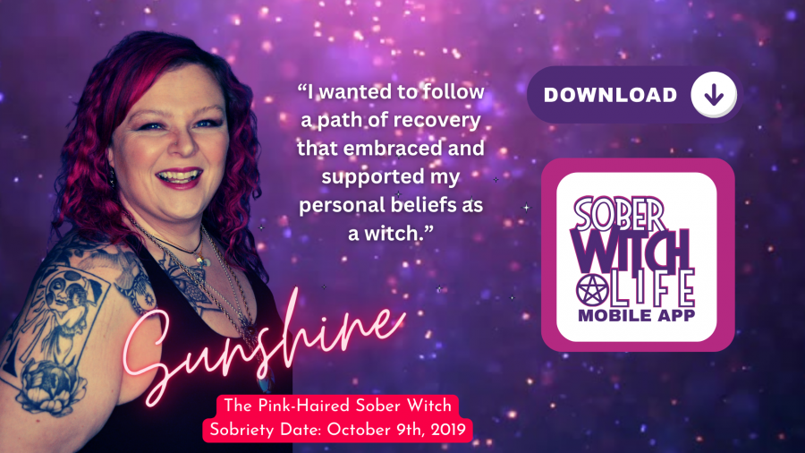 Sober Witch Life Mobile App Banner With Photo of Sunshine and Quote